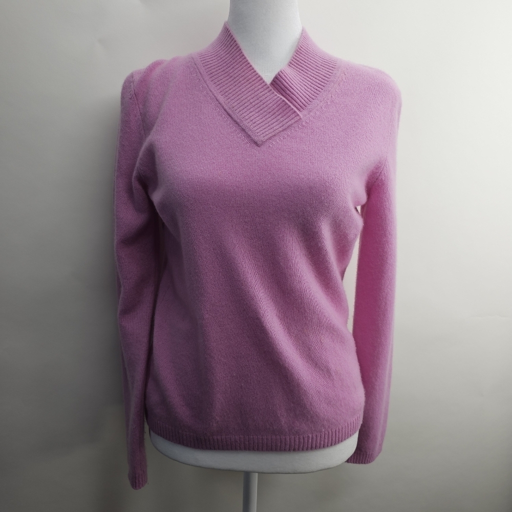Investments XS Pullover Pink Sweater Fine Cashmere Knit V Neck